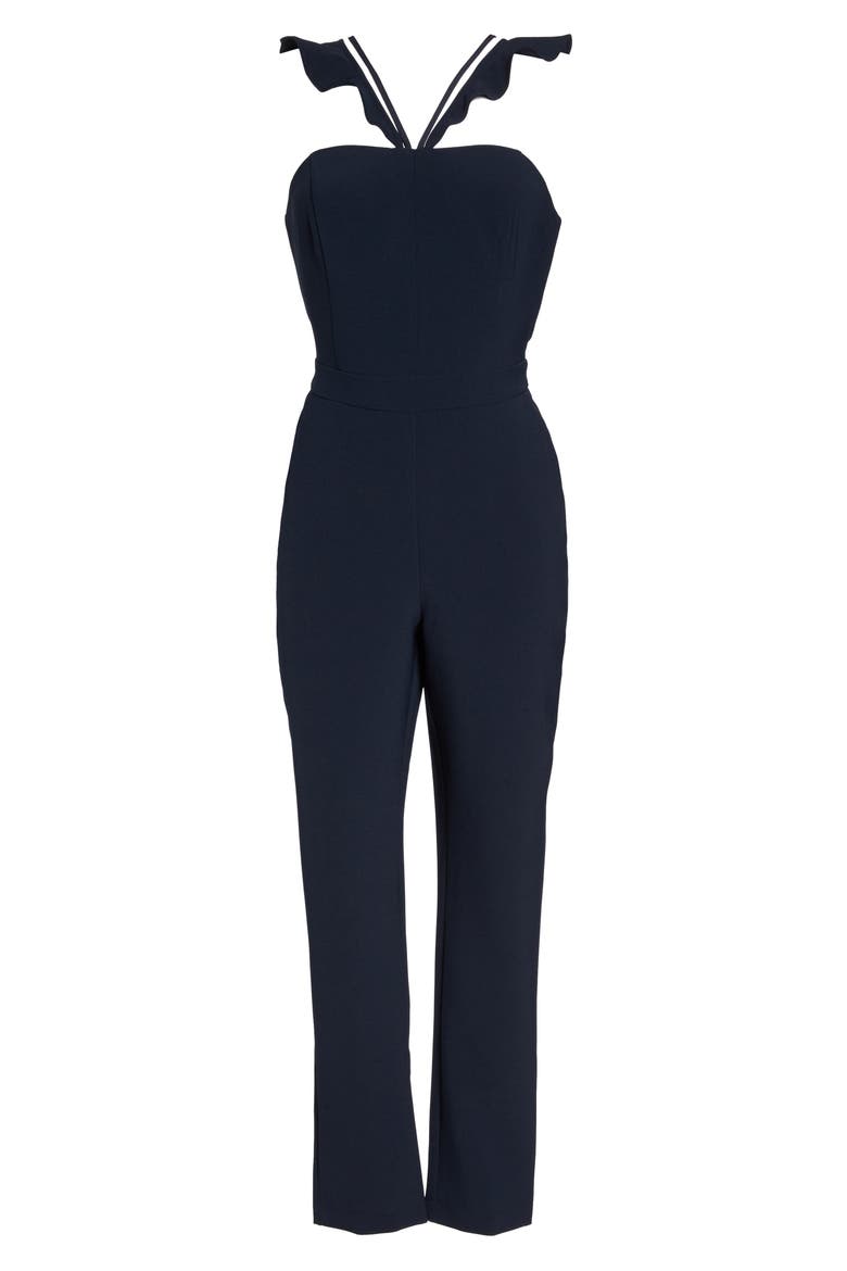 Flutter Neck Jumpsuit, Alternate, color, NAVY
