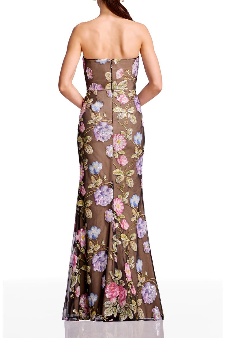 Fernanda Embroidered Floral Strapless Gown, Alternate, color, BLACK MULTI
