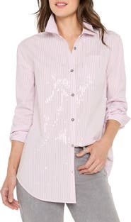 NIC+ZOE Subtle Shine Sequin Stripe Button-Up Shirt