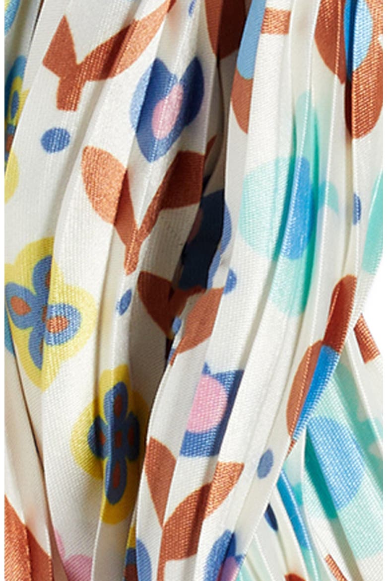 Clover Pleated Diamond Scarf, Alternate, color, WHITE MULTI