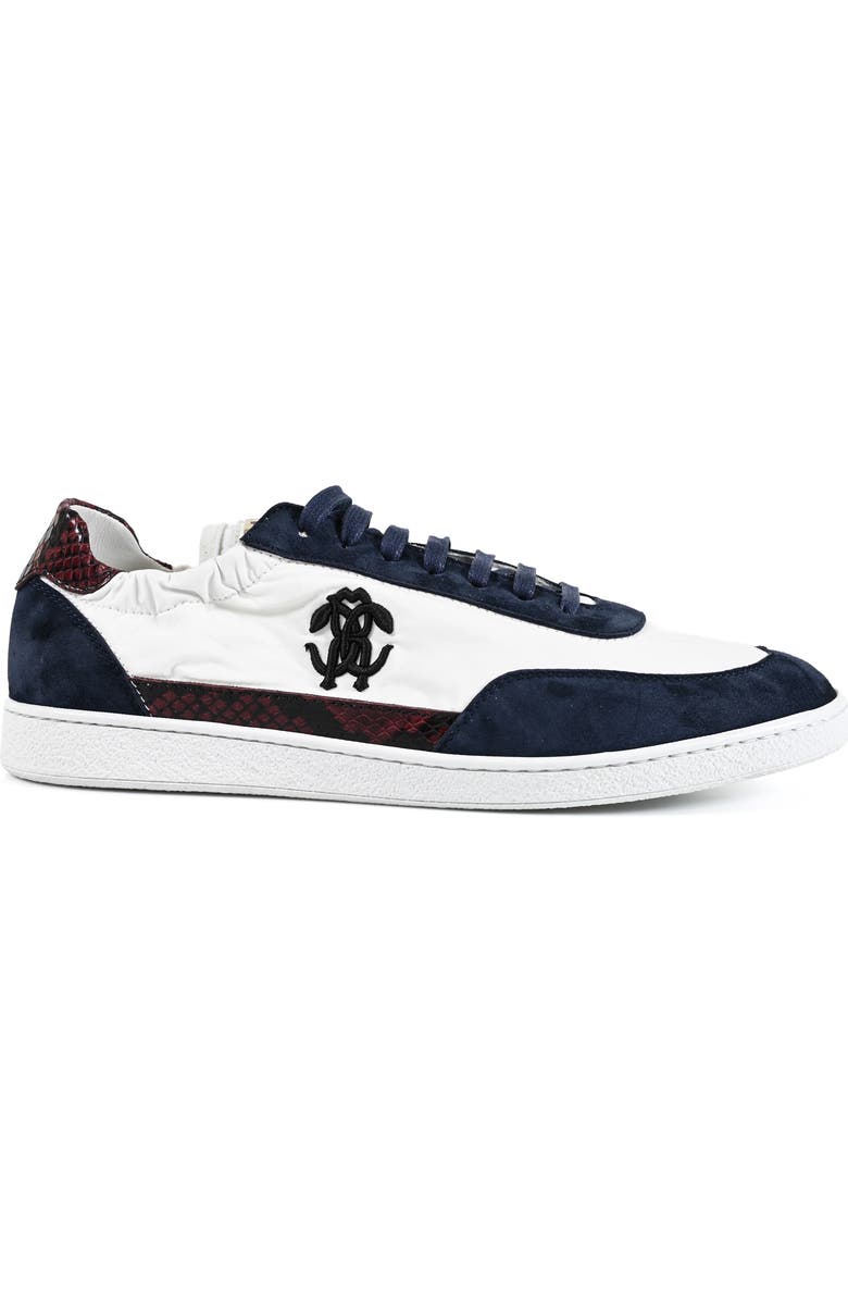 Roberto Cavalli Low Top Sneaker, Alternate, color, Navy/ White/ Wine