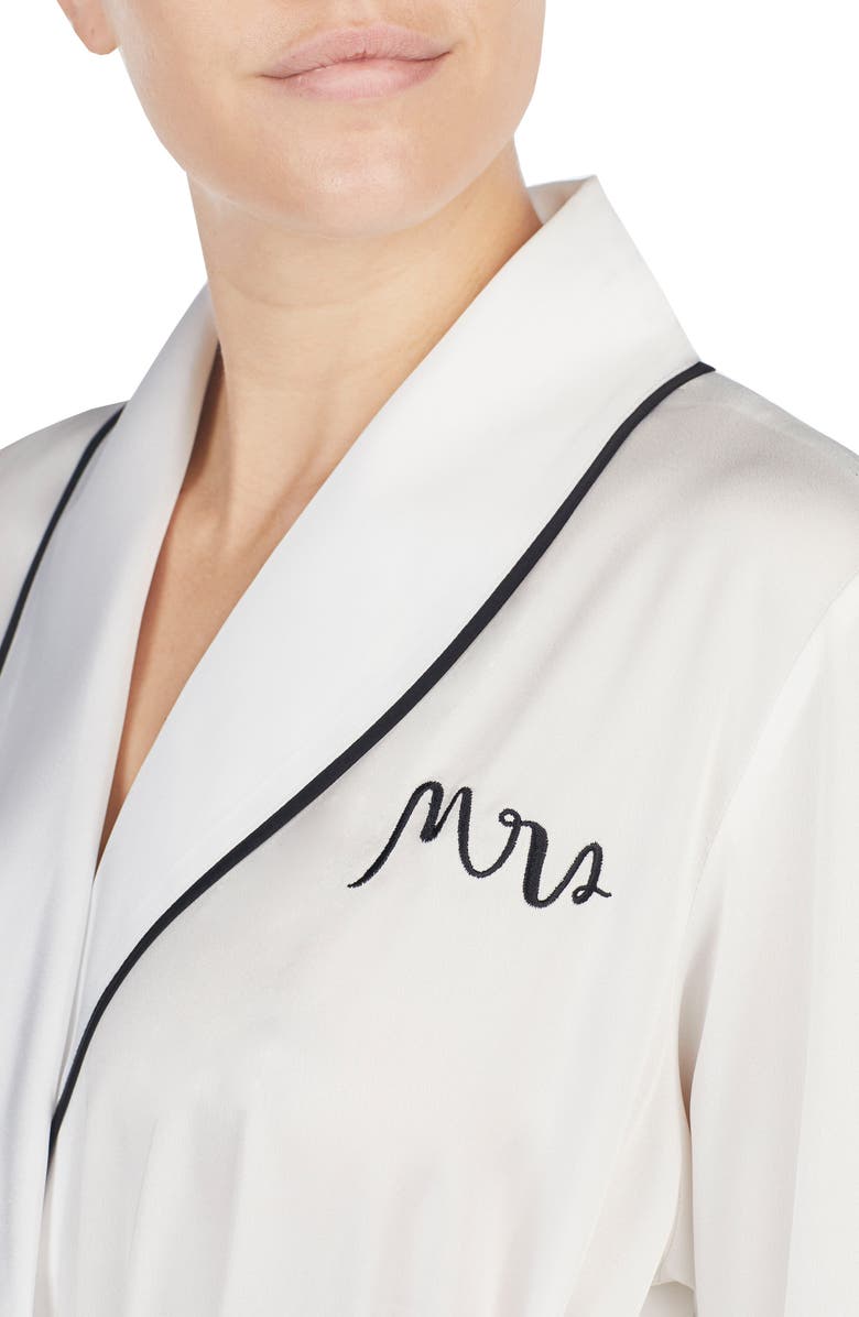 Kate Spade New York mrs charmeuse short robe, Alternate, color, Off White
