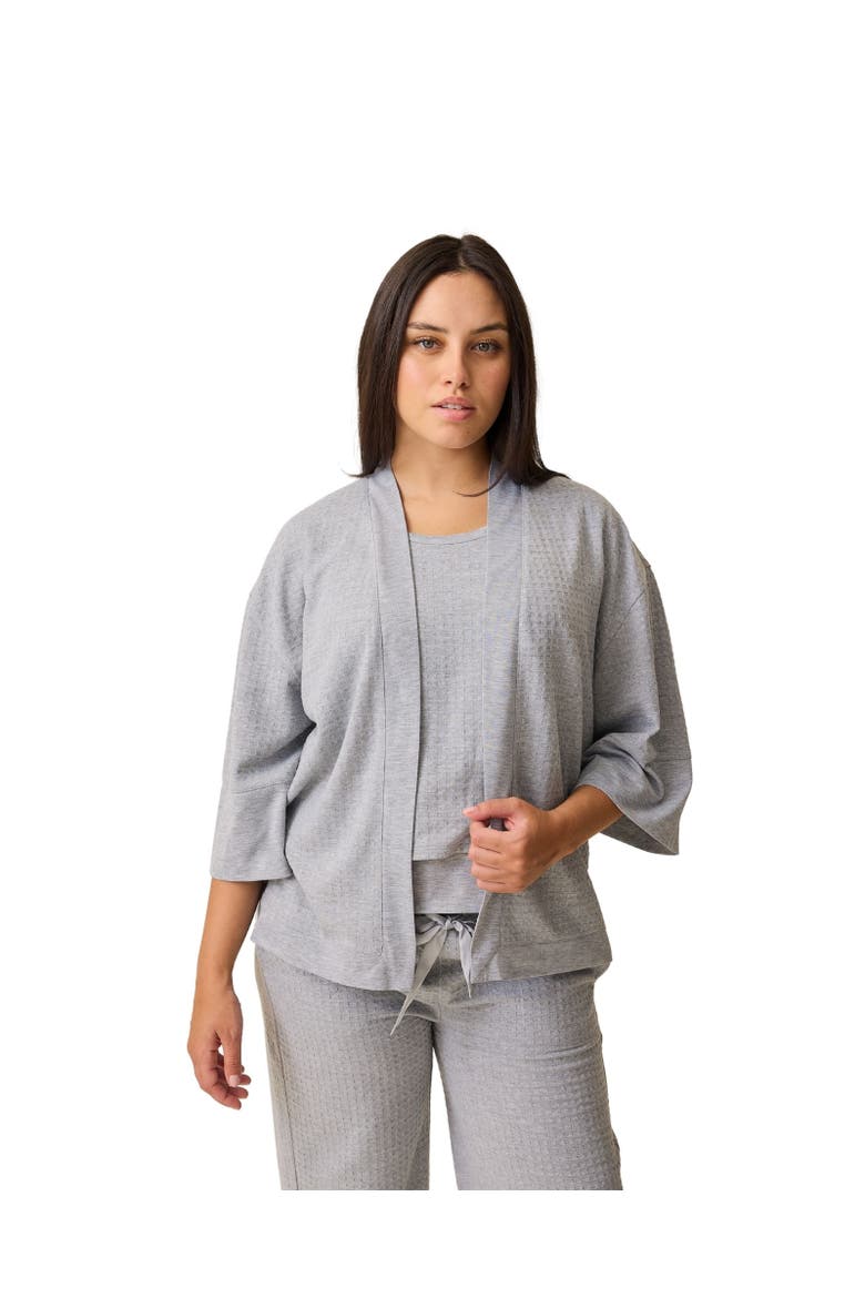 Waffle Maternity and Nursing Three-Piece Lounge Set, Alternate, color, Grey Heather