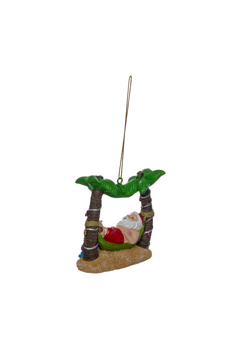 Chilling Santa Tree Ornament, Alternate, color, Green