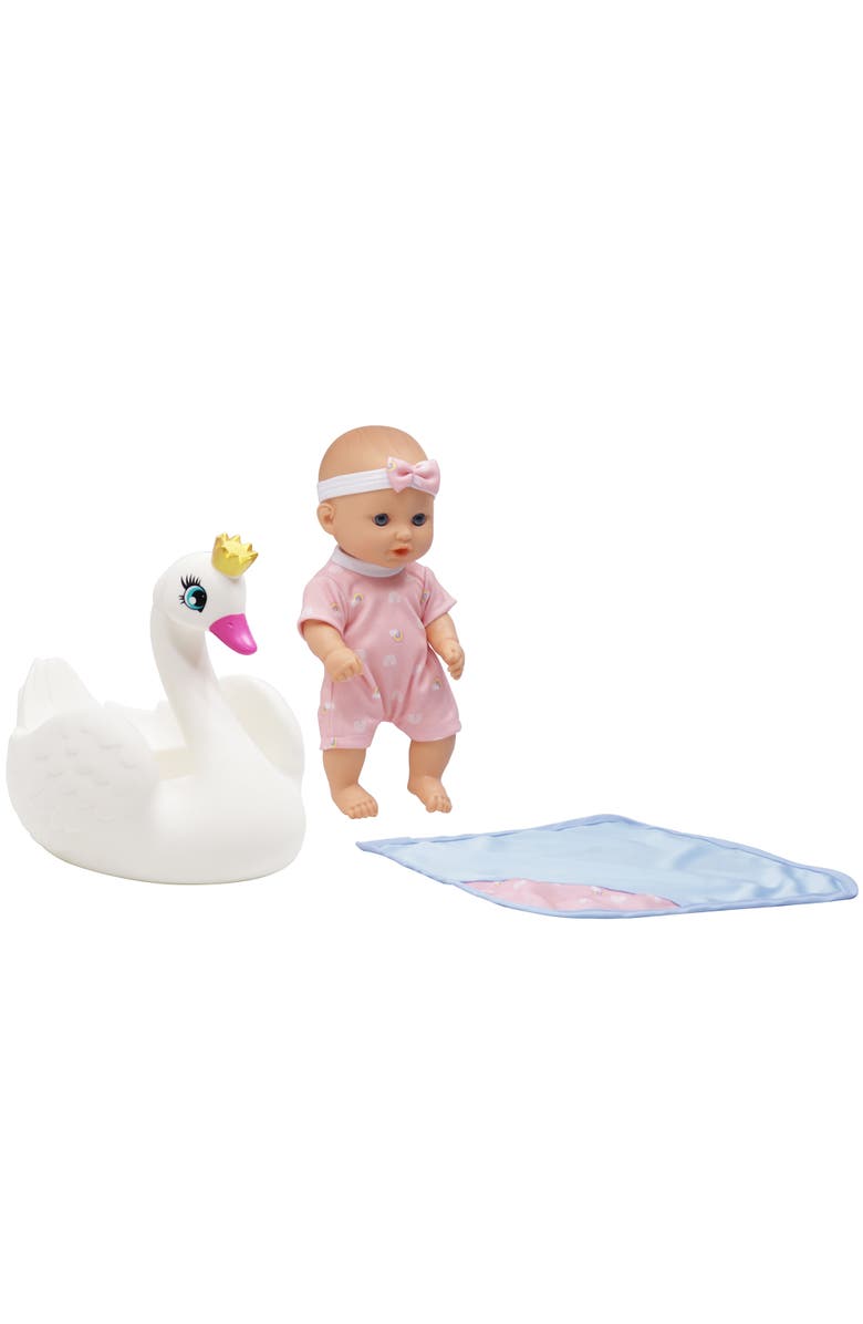Dream Collection 10 Inch Bath Time Baby Doll with Swan, Alternate, color, Multicolored