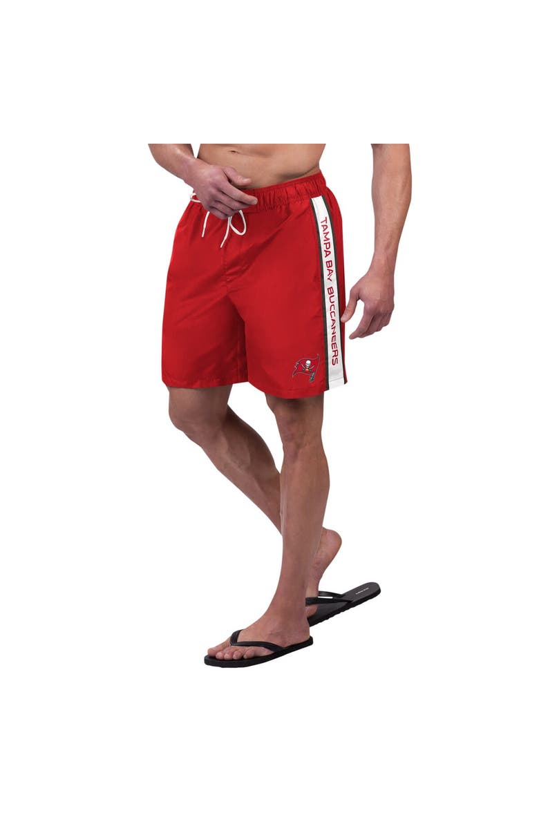 G-III SPORTS BY CARL BANKS Men's G-III Sports by Carl Banks Red Tampa Bay Buccaneers Streamline Volley Swim Shorts, Alternate, color, 