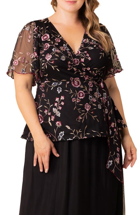 Rosalie Embroidery Wrap Top (Plus)