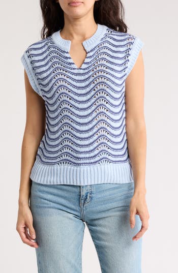 Melrose And Market Split Neck Sleeveless Sweater