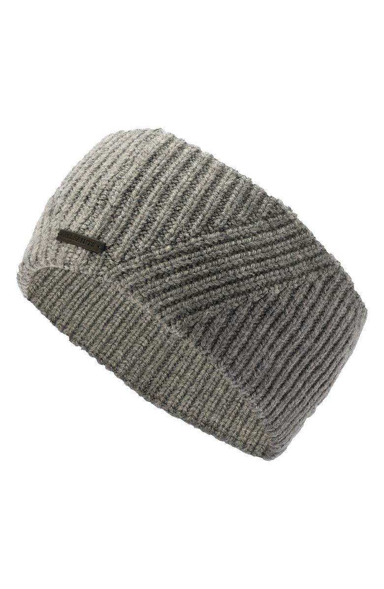 AllSaints Travelling Wool Blend Rib Headband, Alternate, color, Grey Marl