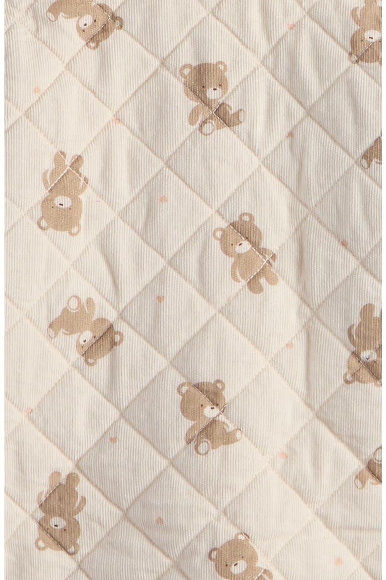Ear Appliqué Quilted Faux Fur Lined Hooded Bunting, Alternate, color, IVORY TOFU TEDDY TOSS