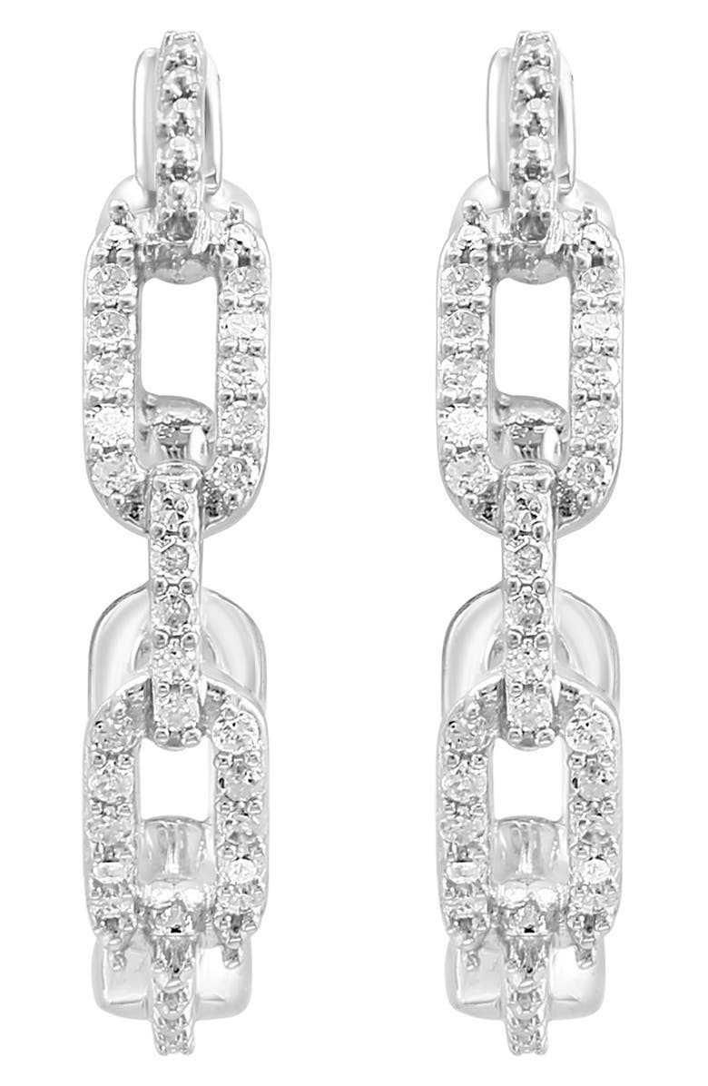 EFFY Sterling Silver Pavé Diamond Link Hoop Earrings - 0.14ct., Alternate, color, 