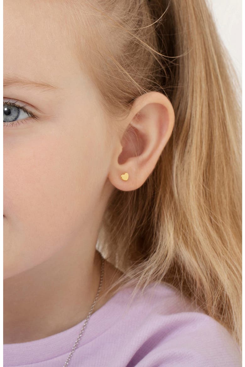 14k Polished Heart Earrings, Alternate, color, Gold