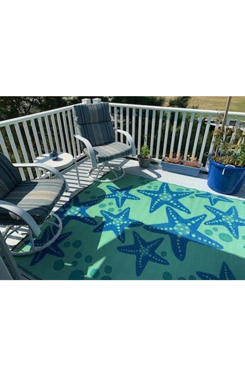 Mad Mats Starfish Rug, Alternate, color, Blue Green - 5'X8'