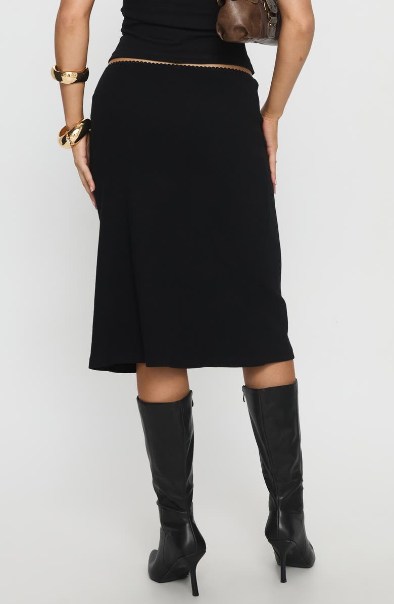 Princess Polly Baseline Stretch Recycled Cotton Rib Midi Skirt, Alternate, color, Black