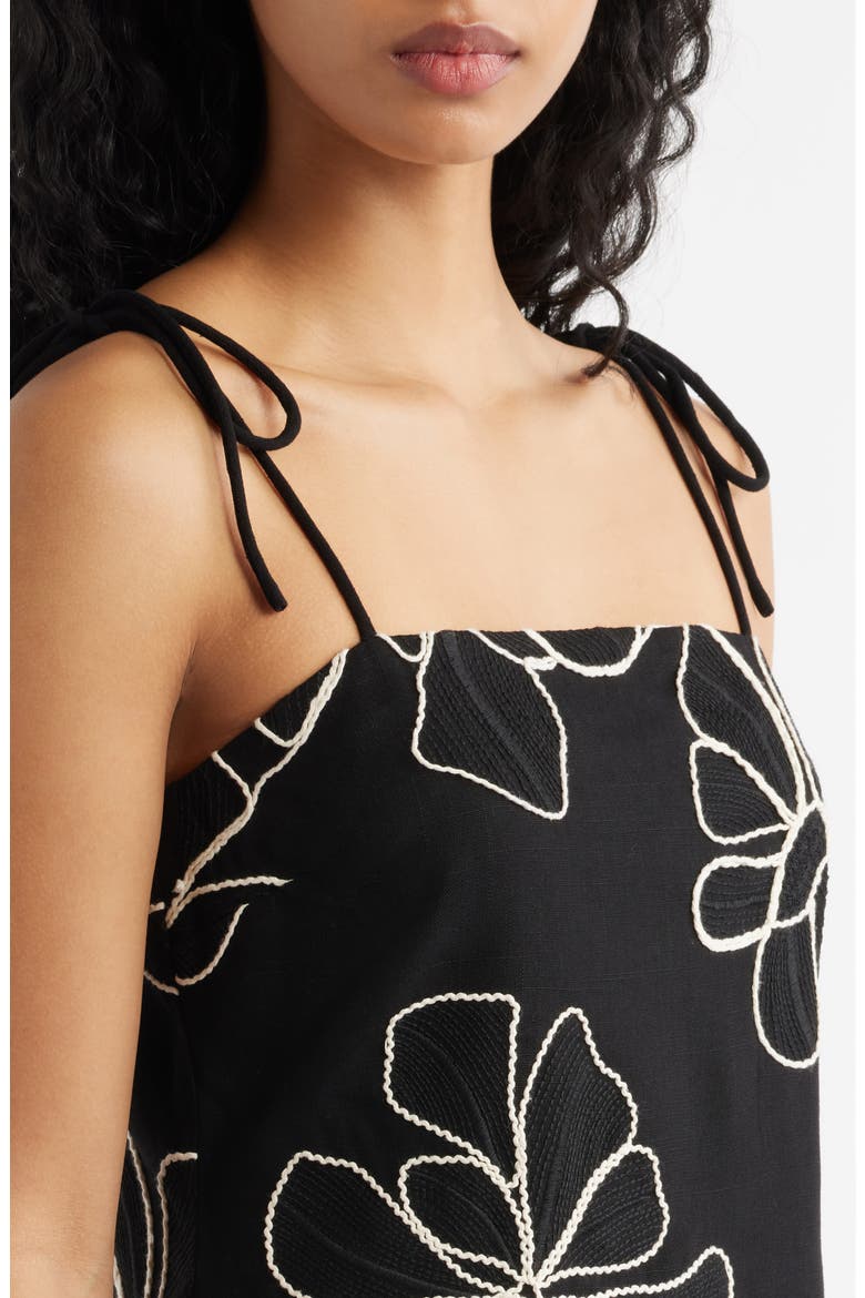 Floral Embroidered Tie Strap Minidress, Alternate, color, BLACK MULTI