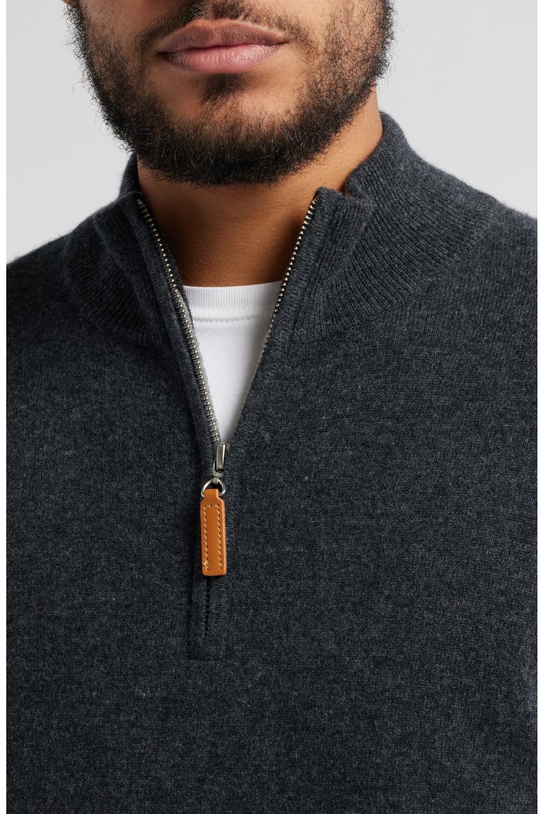 Men's Quarter Zip Wool & Cashmere Sweater, Alternate, color, DARK GREY