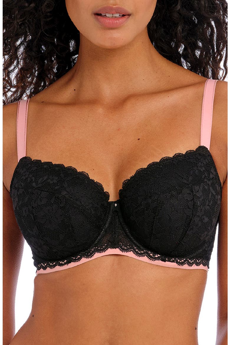 Offbeat Underwire Padded Half Cup Bra, Main, color, BLACK