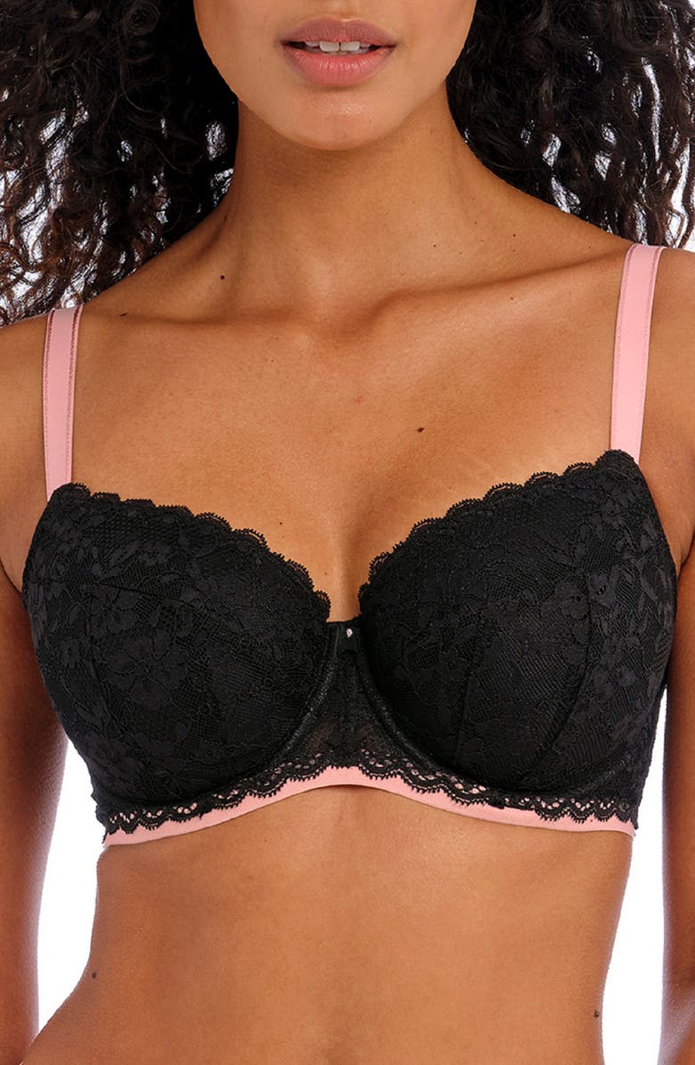Freya Offbeat Underwire Padded Half Cup Bra, Main, color, Black
