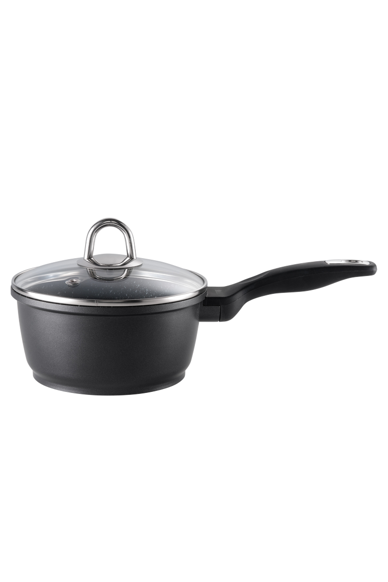 GRANITE Saucepan with Lid 1.3qt, Main, color, BLACK