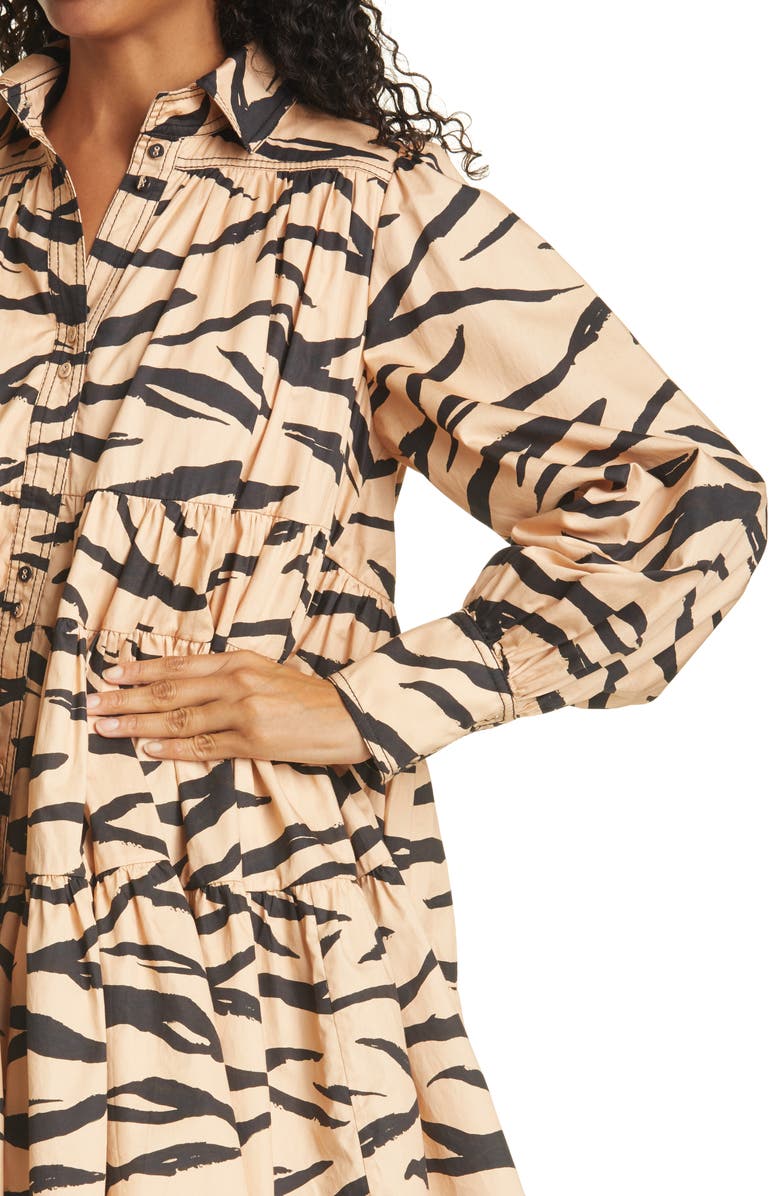 Aje Nouveau Smock Long Sleeve Minidress, Alternate, color, 