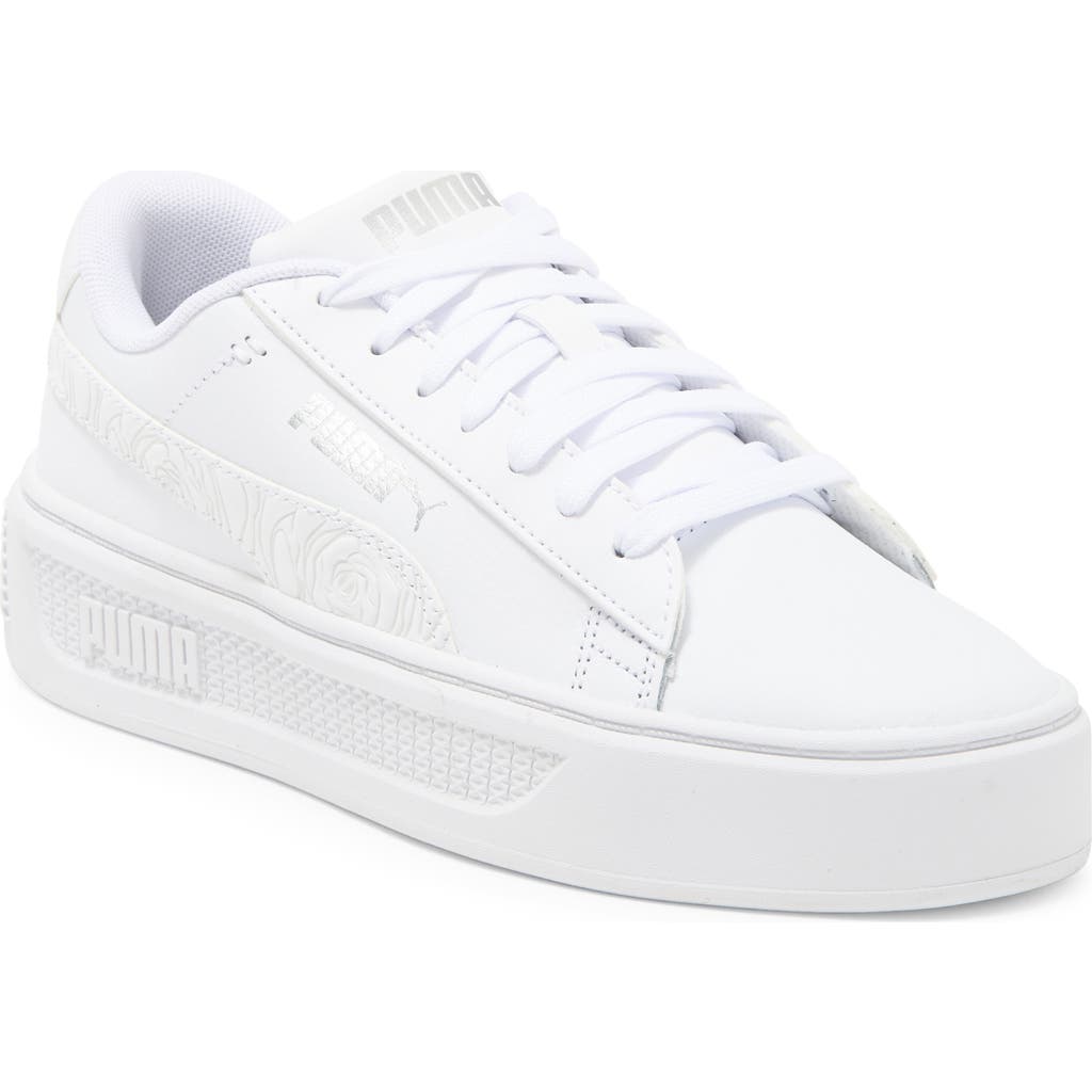 Puma Smash Platform V3 Imprint Sneaker In White