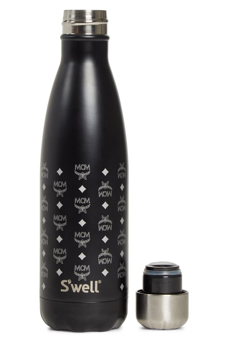 MCM 2018 Stainless Steel Water Bottle, Alternate, color, BLACK