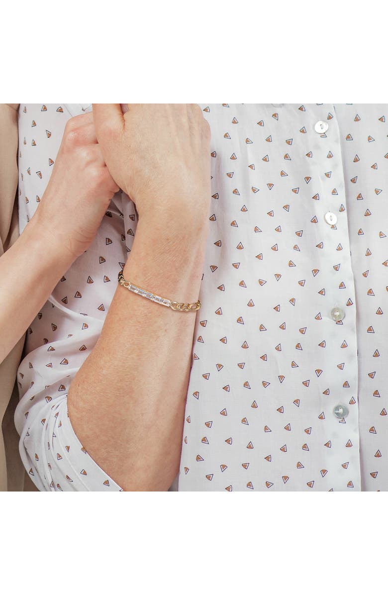 DELMAR Baguette Cut Aquamarine Curb Chain Bracelet, Alternate, color, Blue