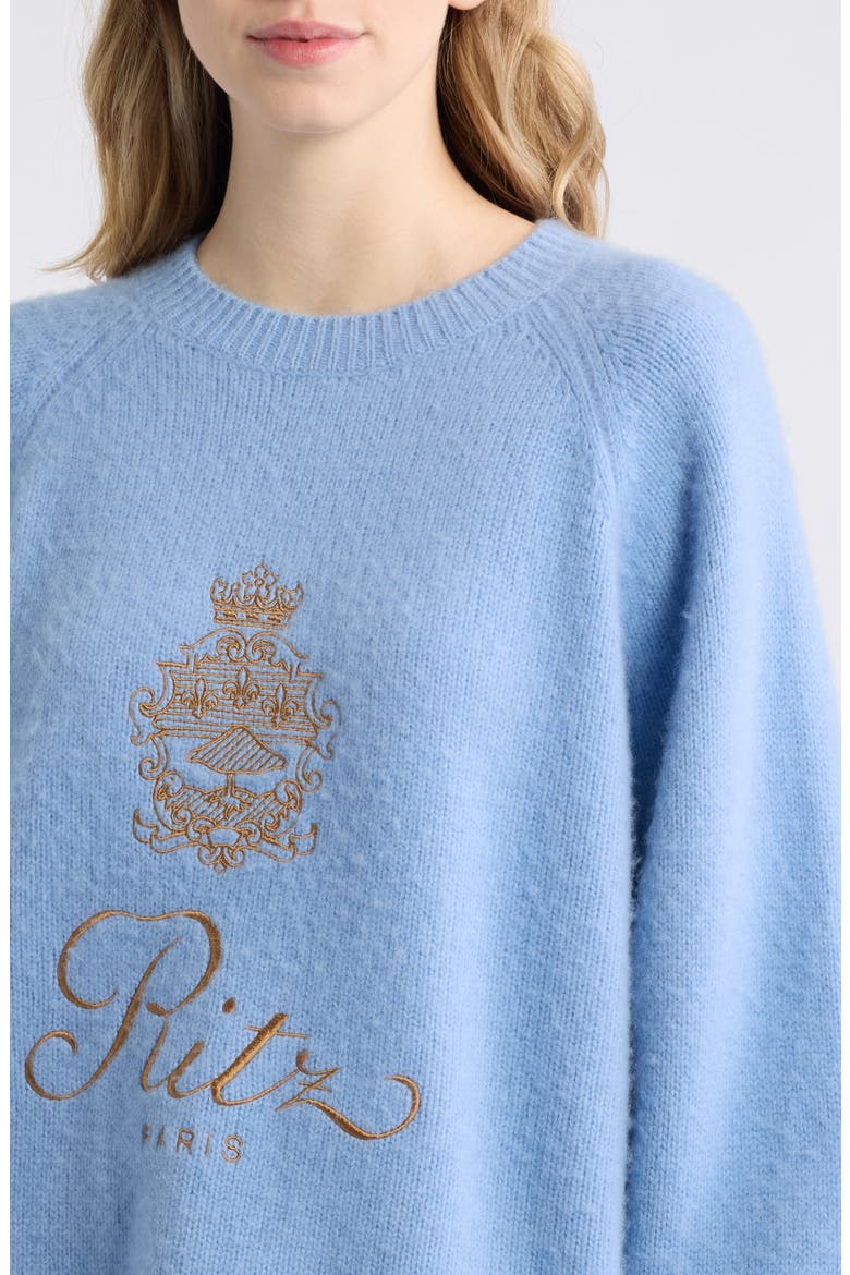 x The Ritz Paris Gender Inclusive Cashmere Sweater, Alternate, color, LIGHT BLUE