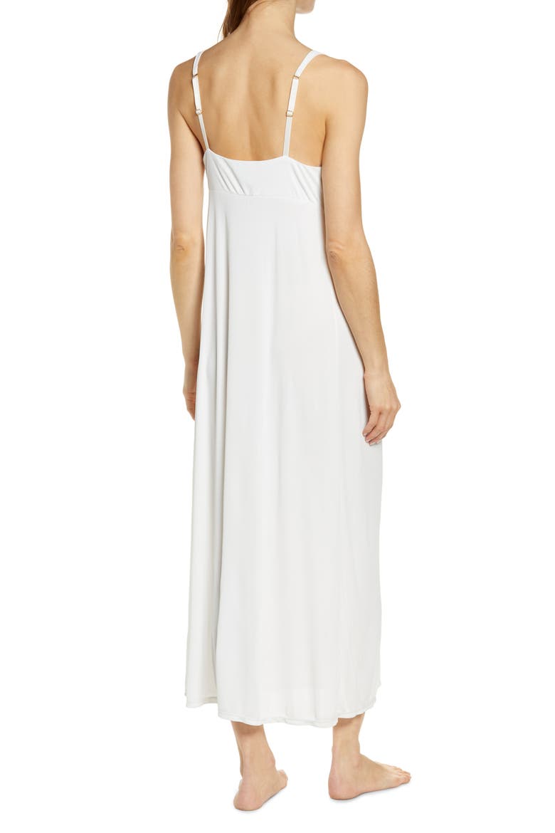 Enchant Deep V-Neck Satin Nightgown, Alternate, color, IVORY W/ SHELL PINK LACE