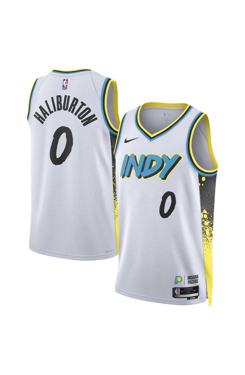 Nike Unisex Nike Tyrese Haliburton White Indiana Pacers 2024/25 Swingman Player Jersey - City Edition, Main, color, 