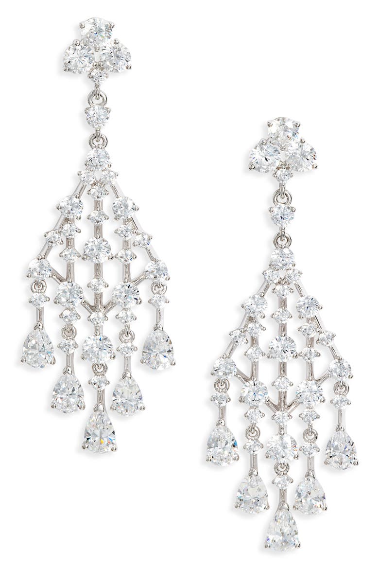 Evie Chandelier Earrings, Main, color, RHODIUM