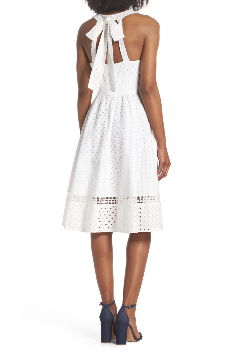 Eliza J Bow Back Eyelet Sundress, Alternate, color, 
