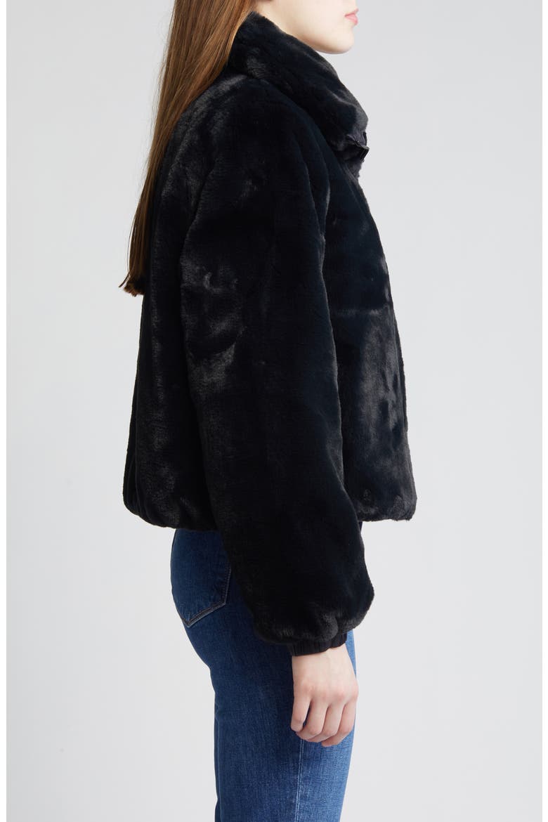Jeon Wind & Water Resistant Reversible Faux Shearling & Recycled Polyester Puffer Jacket, Alternate, color, BLACK