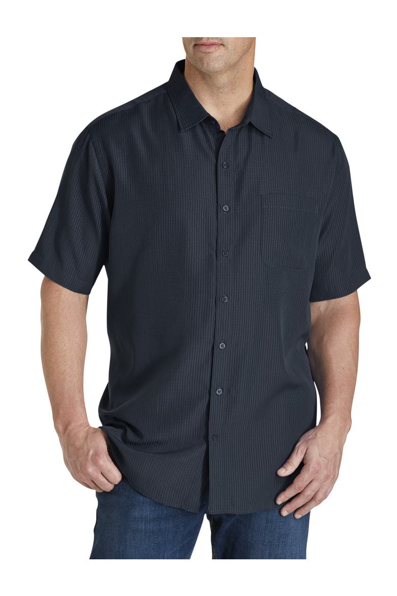 Microfiber Comfort Grid Sport Shirt, Main, color, NAVY
