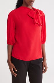 Renee C Scarf Detail Three-Quarter Sleeve Top