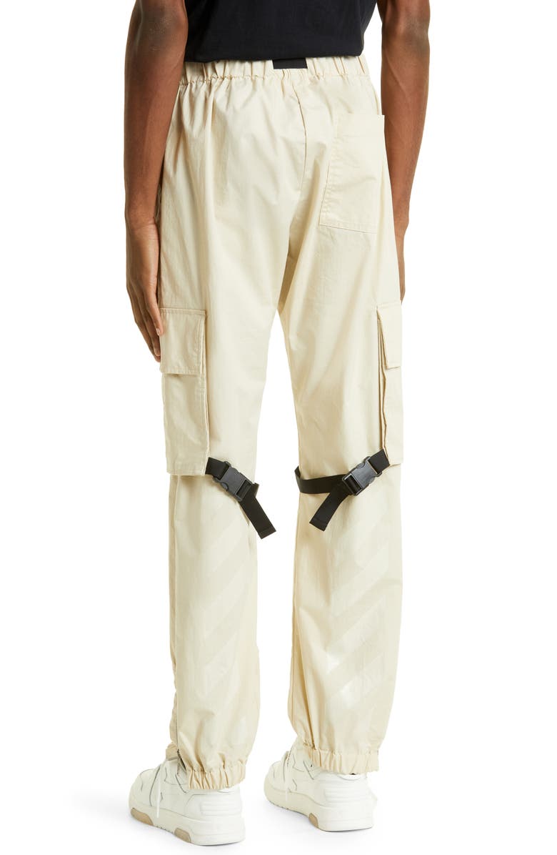 Off-White Diagonal Stripe Tab Cotton Cargo Pants, Alternate, color,