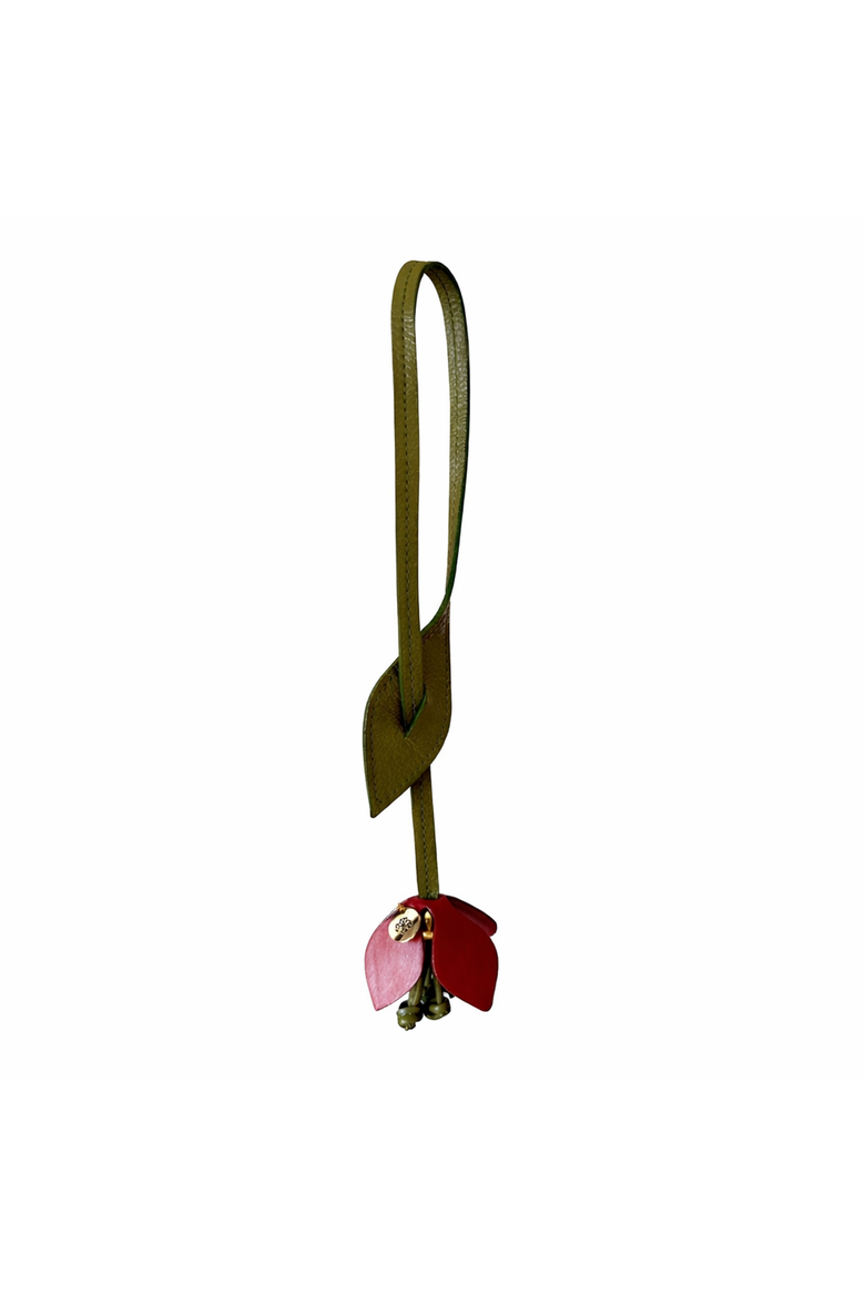 Bond Leather Flower Bag Charm, Main, color, Burgundy