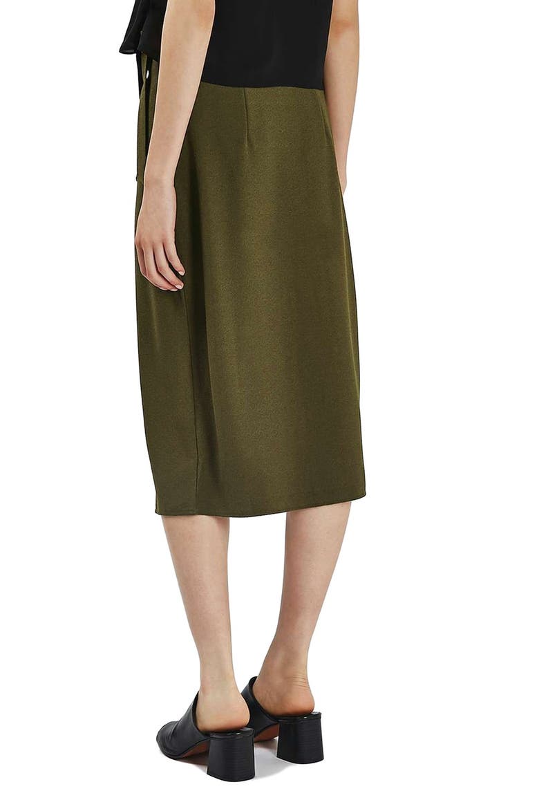Wrap Tie Midi Skirt, Alternate, color, OLIVE