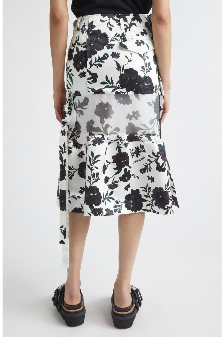 Mixed Media Floral Midi Skirt, Alternate, color, WHITE