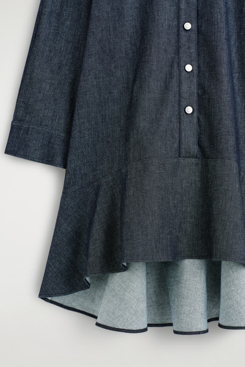 Flared Denim Mini Shirt Dress, Alternate, color, INDIGO