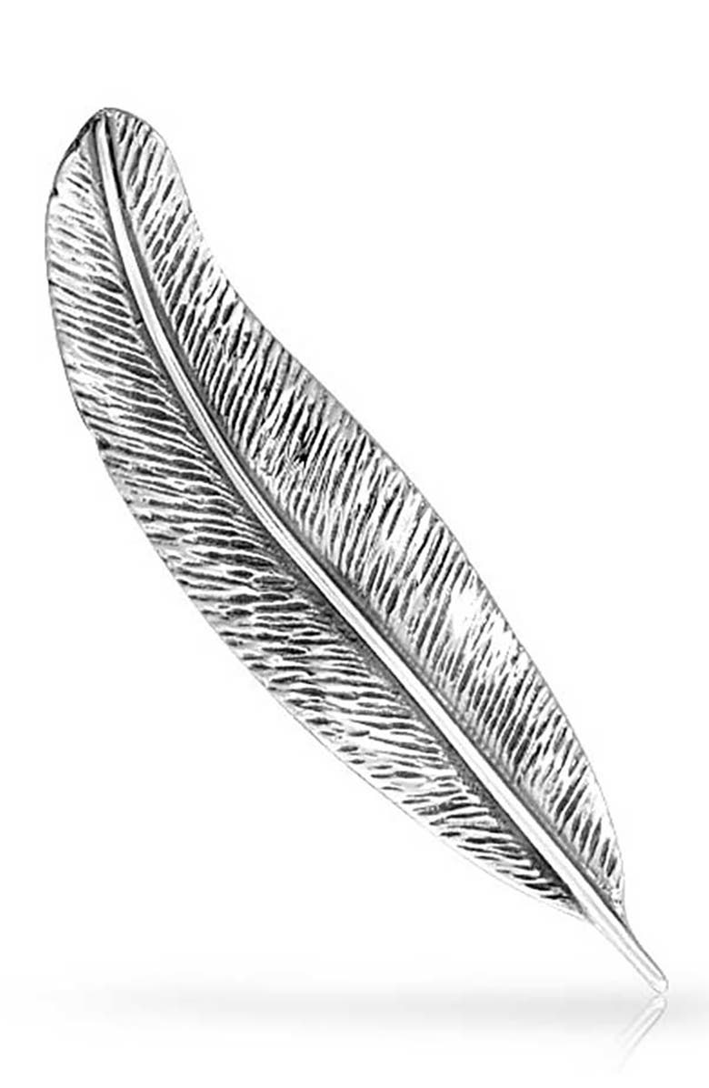BLING JEWELRY Sterling Silver Feather Leaf Pin Brooch, Main, color,