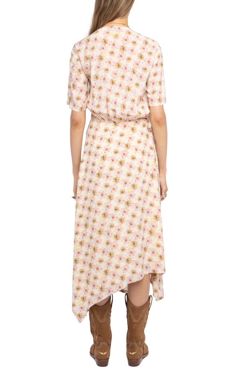 Zadig & Voltaire Reforme Mirror Flowers Crepe Wrap Dress, Alternate, color, Pear