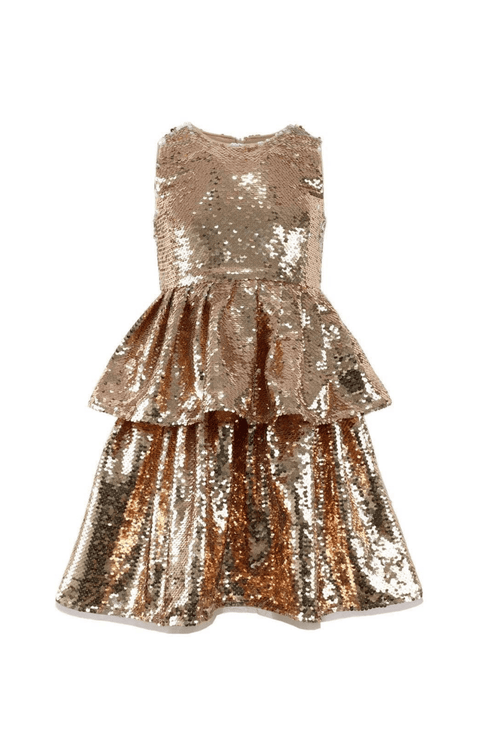 Golden Sequin Tier Dress