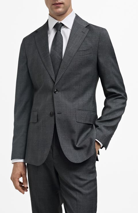 Slim Fit Heathered Glen Plaid Wool Sport Coat