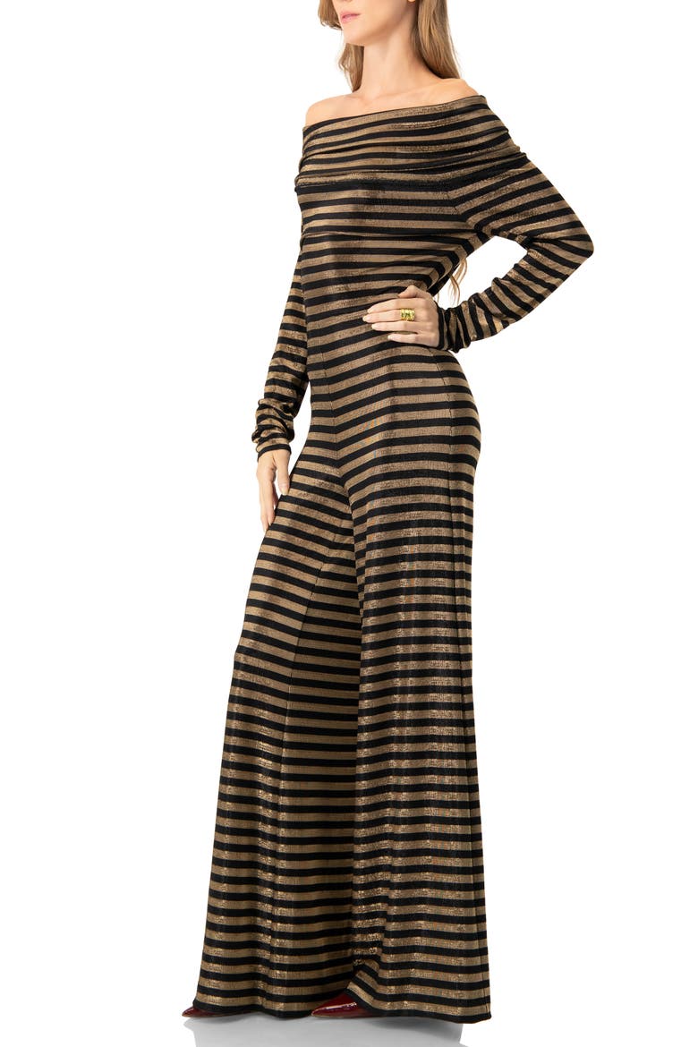 Off-Shoulder Bardot Jumpsuit, Alternate, color, Black