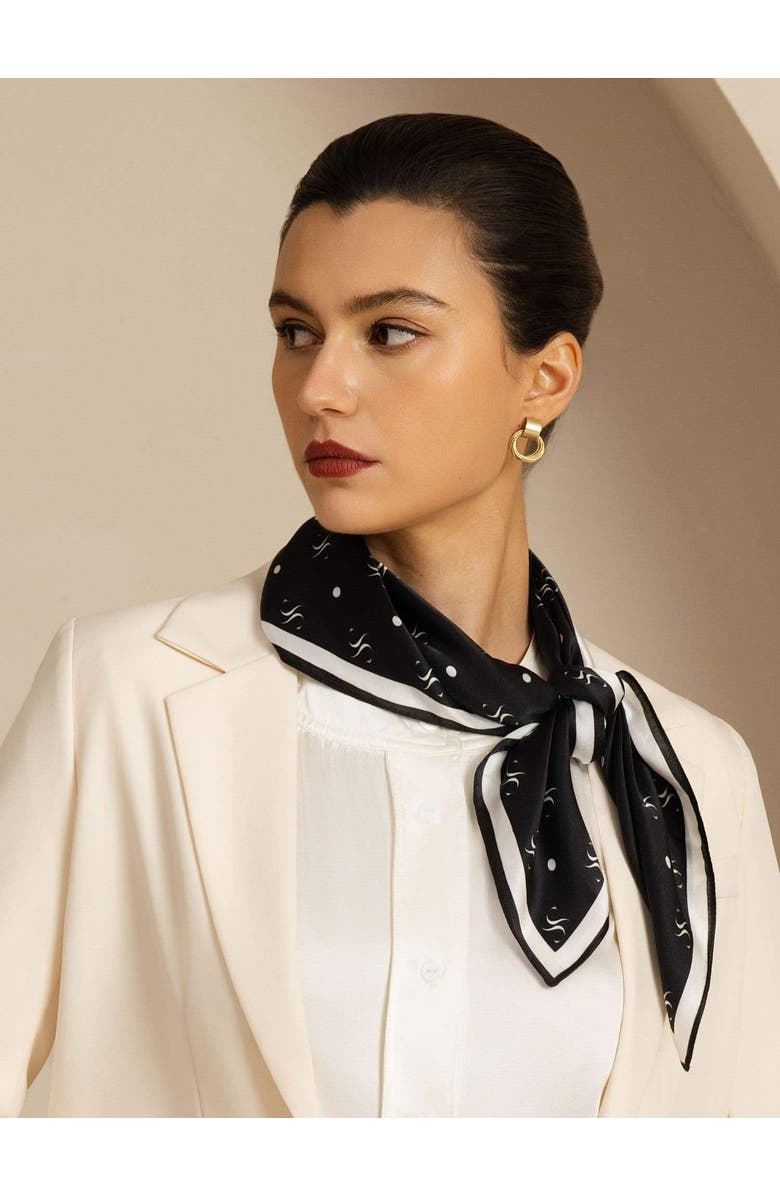 SILKSILKY Pure Silk Impression Square Scarf, Alternate, color, Black