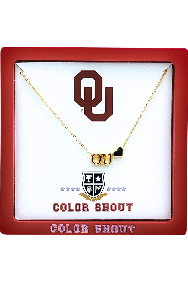 University of Oklahoma Gold Heart Necklace, Main, color, Yellow Gold