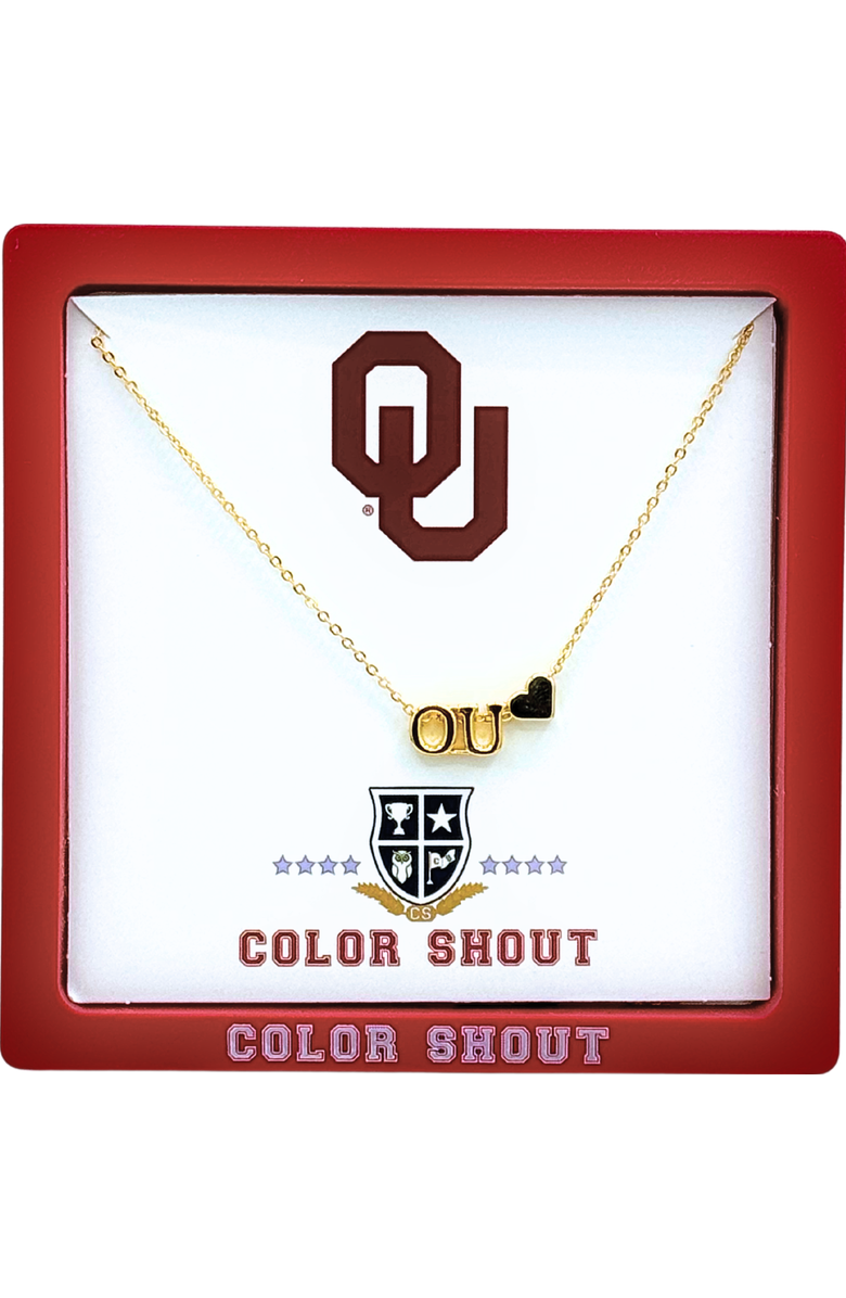 Color Shout University of Oklahoma Gold Heart Necklace, Main, color, Yellow Gold