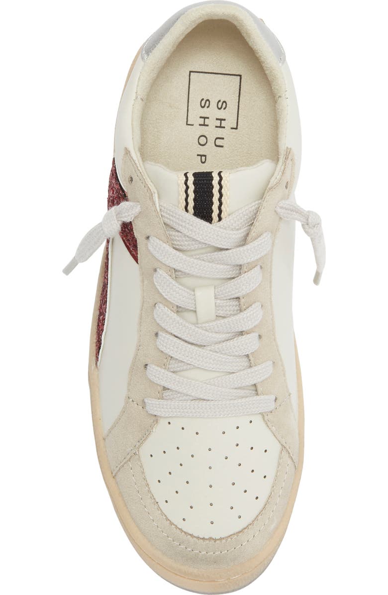 SHUSHOP Kids' Salma Sneaker, Alternate, color, White/ Dark Red Glitter