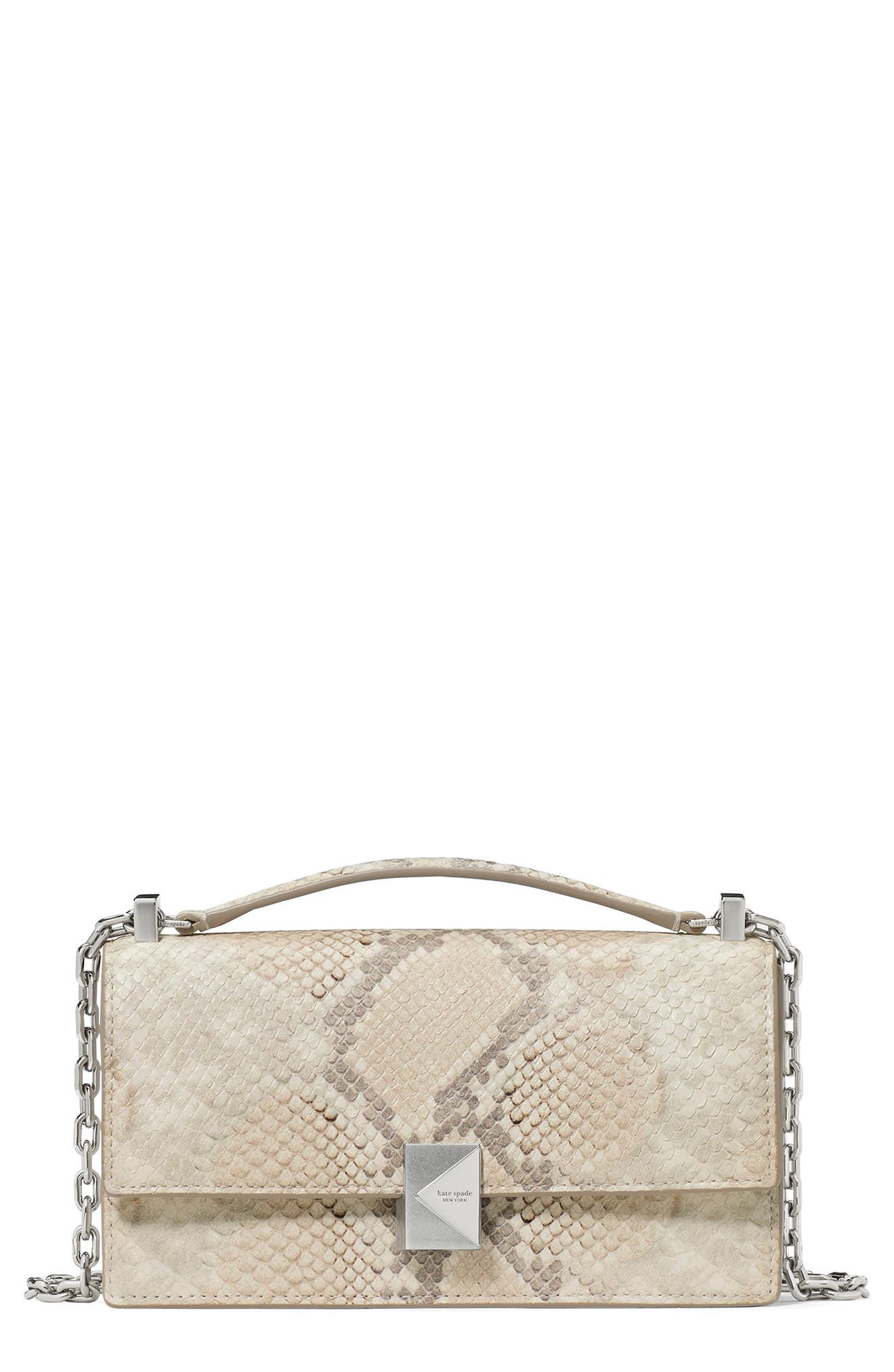 Kate Spade New York deco snakeskin embossed convertible leather crossbody bag, Main, color, 